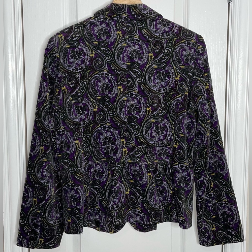 Talbots Velvet Paisley Purple Black Blazer Size 10 - Picture 2 of 6